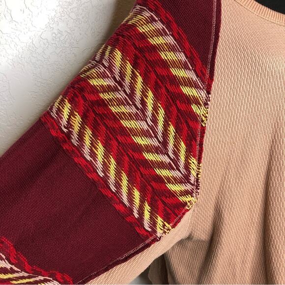 We the Free blush thermal knit top with knit balloon sleeves size Large - Picture 3 of 14